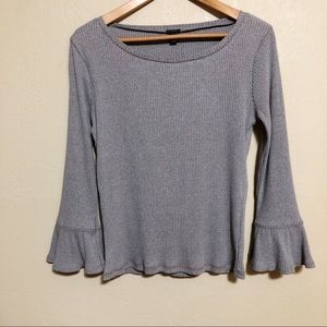 J. Crew Ribbed Crew Neck Bell Sleeve Top